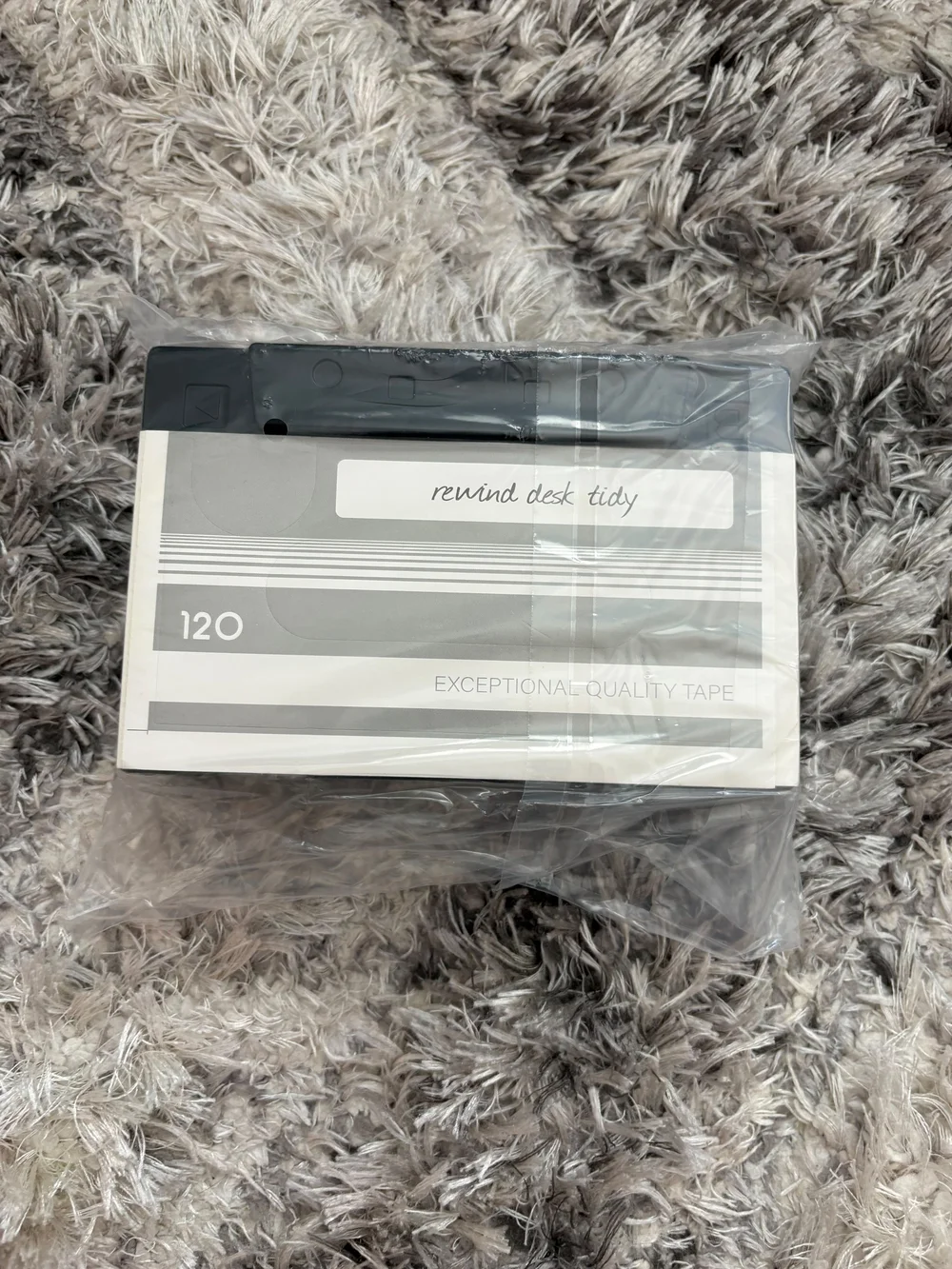 Rewind Desk Tidy Cassette Pencil Holder - Black and Gray